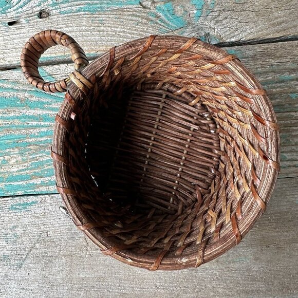 Woven Basket 3.25" Bottle Cradle Cork Holder 5 Cocktail Forks Seashells Beachy - Picture 8 of 12